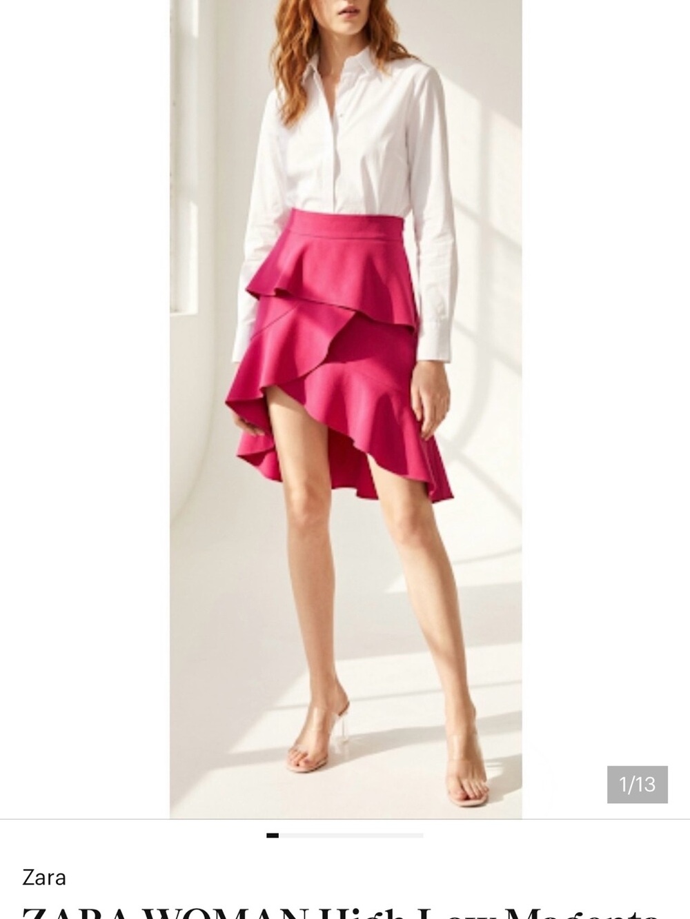 Zara Pink High-Low Ruffle Skirt